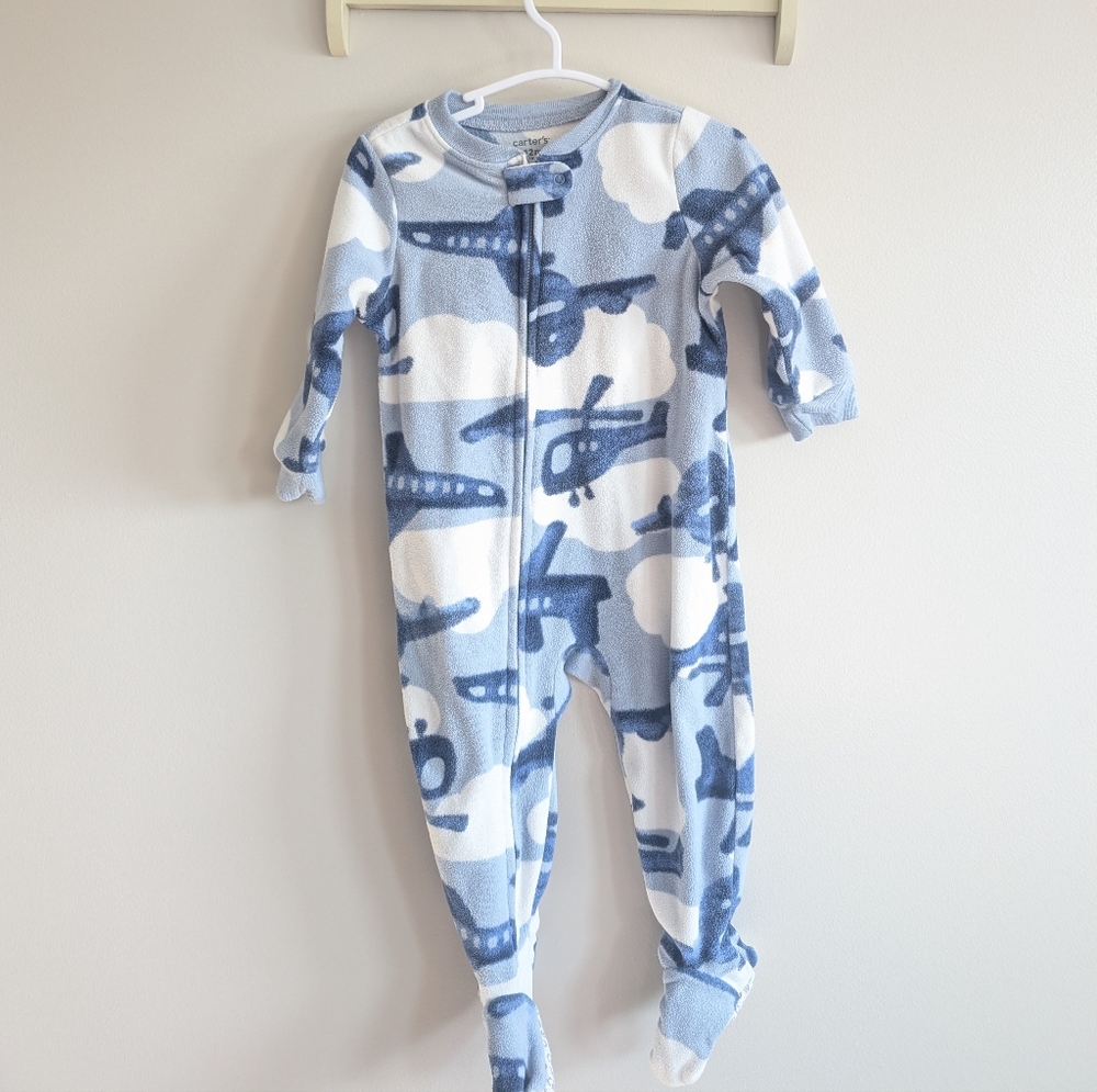 Carter's Blue and White Airplane Footie
